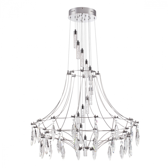 Люстра подвесная из металла с хрустальными прозрачными подвесками Quasar 81