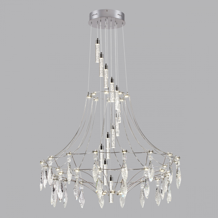 Люстра подвесная из металла с хрустальными прозрачными подвесками Quasar 81