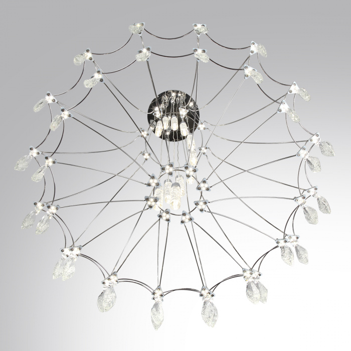 Люстра подвесная из металла с хрустальными прозрачными подвесками Quasar 81