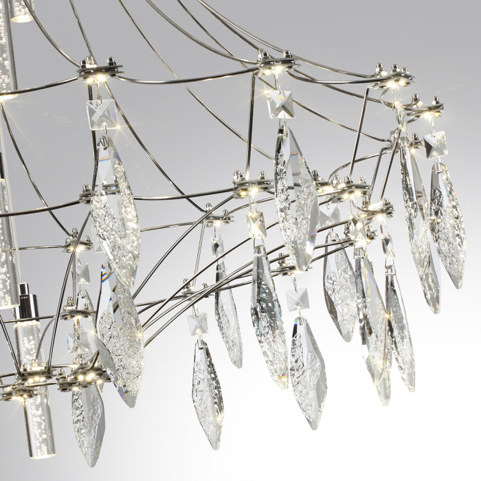 Люстра подвесная из металла с хрустальными прозрачными подвесками Quasar 81