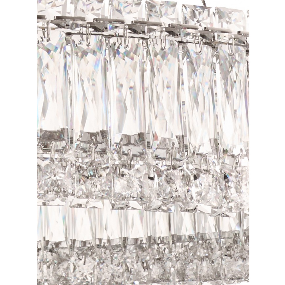 Люстра подвесная круглая из прозрачного хрусталя с корпусом из металла цвета хром Selfsufficient