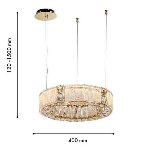 Люстра подвесная круглая из стекла и хрусталя цвета Шампань Crystal Regena