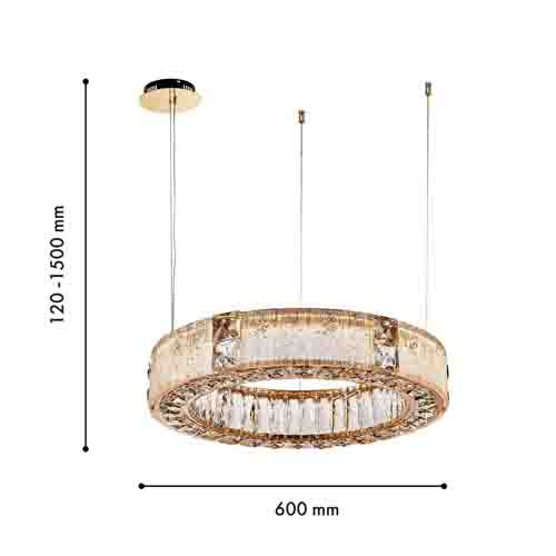 Люстра подвесная круглая из стекла и хрусталя цвета Шампань Crystal Regena