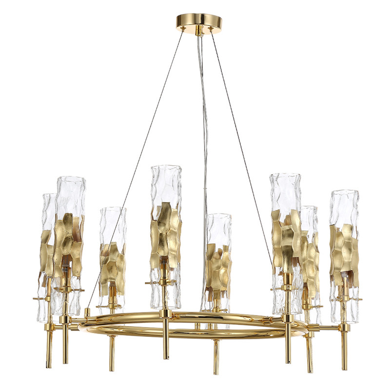 Люстра подвесная круглая с 8-ю цилиндрическими плафонами из стекла LIAISON