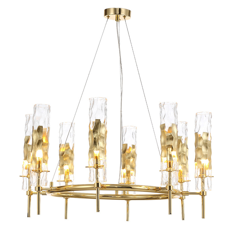 Люстра подвесная круглая с 8-ю цилиндрическими плафонами из стекла LIAISON