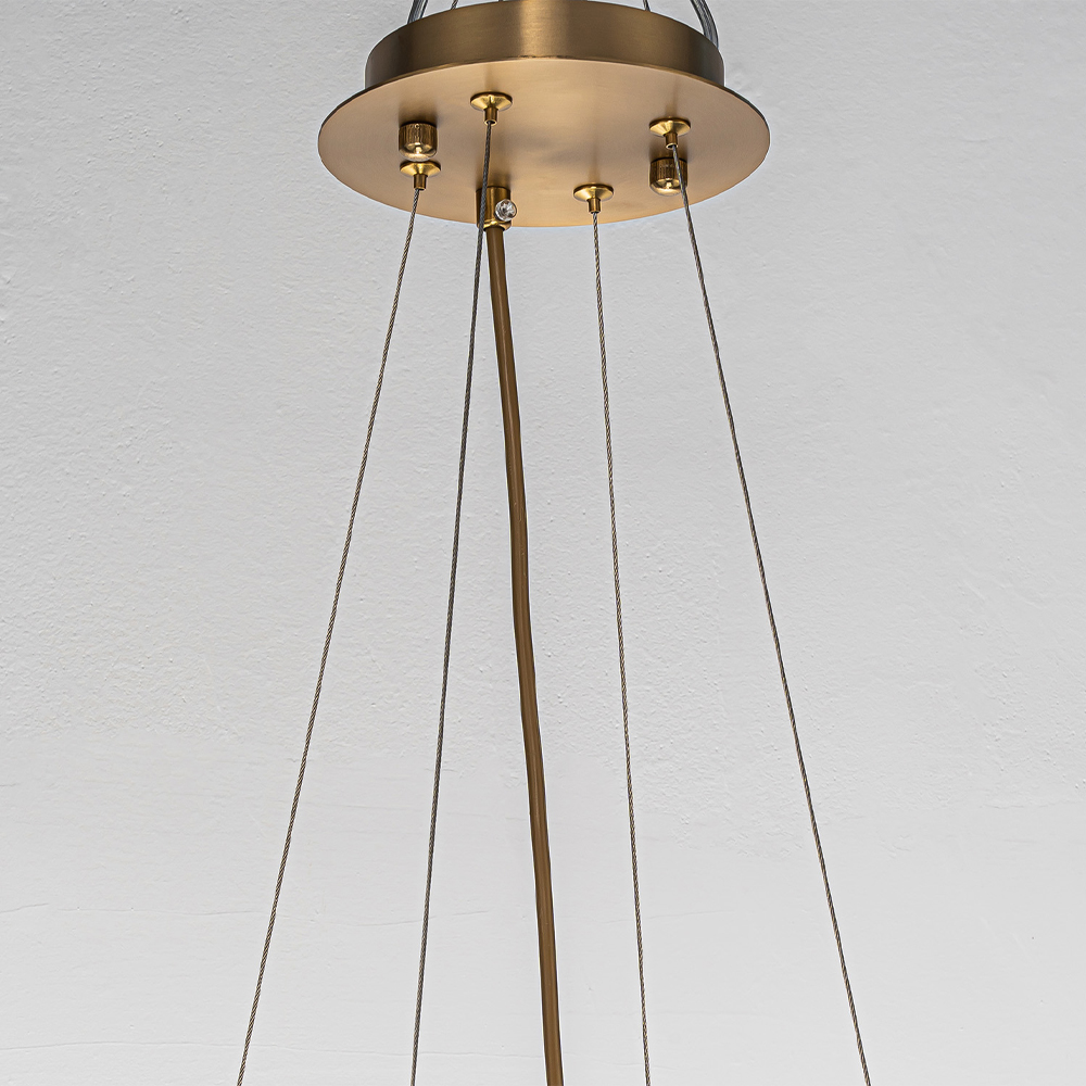 Люстра подвесная круглая с овальными подвесками из стекла дымчатого цвета Harlow Crystal Round