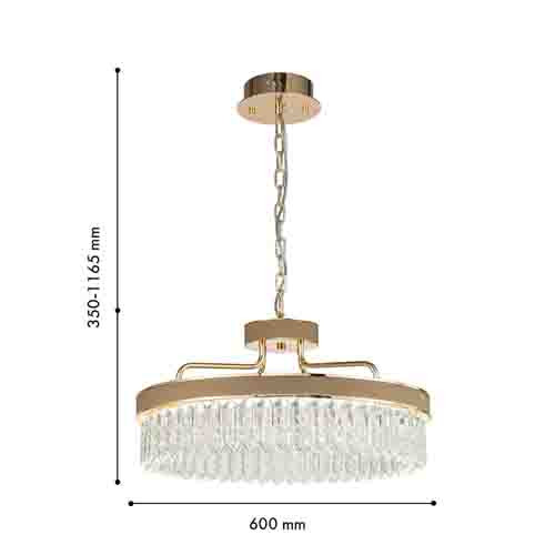 Люстра подвесная круглая с прозрачными хрустальными подвесками Lunet