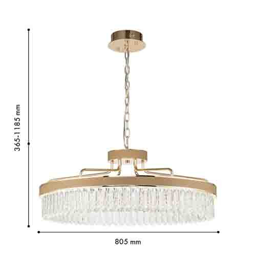 Люстра подвесная круглая с прозрачными хрустальными подвесками Lunet