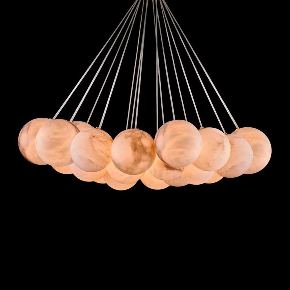 Люстра подвесная круглая с сферическими плафонами из натурального камня Glowing Spheres