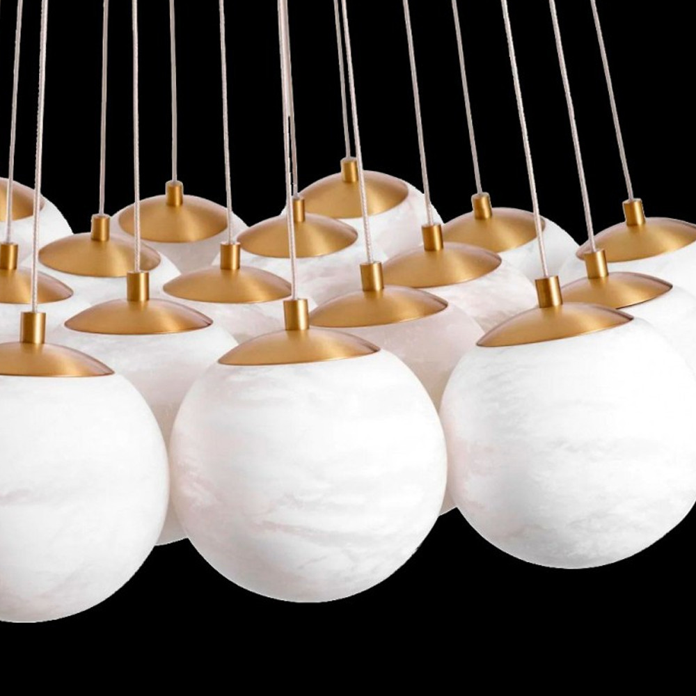 Люстра подвесная круглая с сферическими плафонами из натурального камня Glowing Spheres