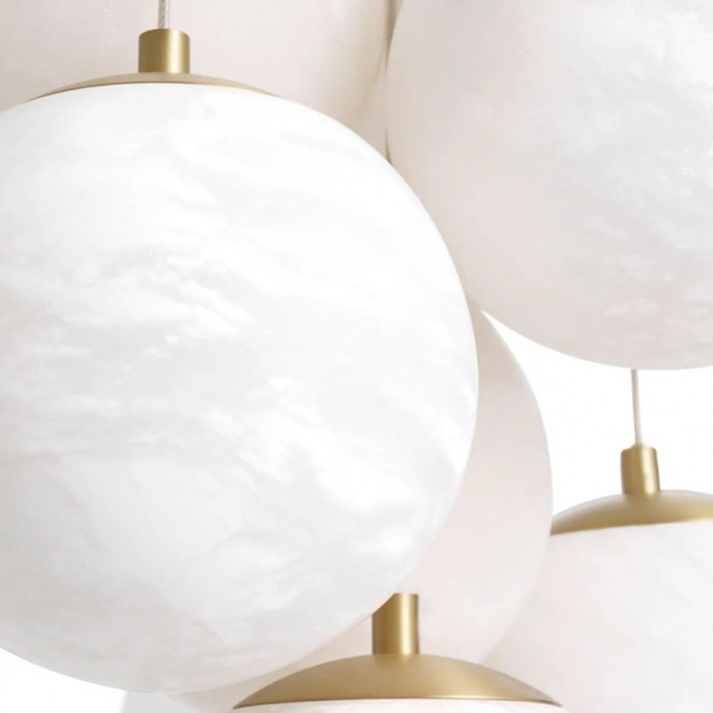 Люстра подвесная круглая с сферическими плафонами из натурального камня Glowing Spheres