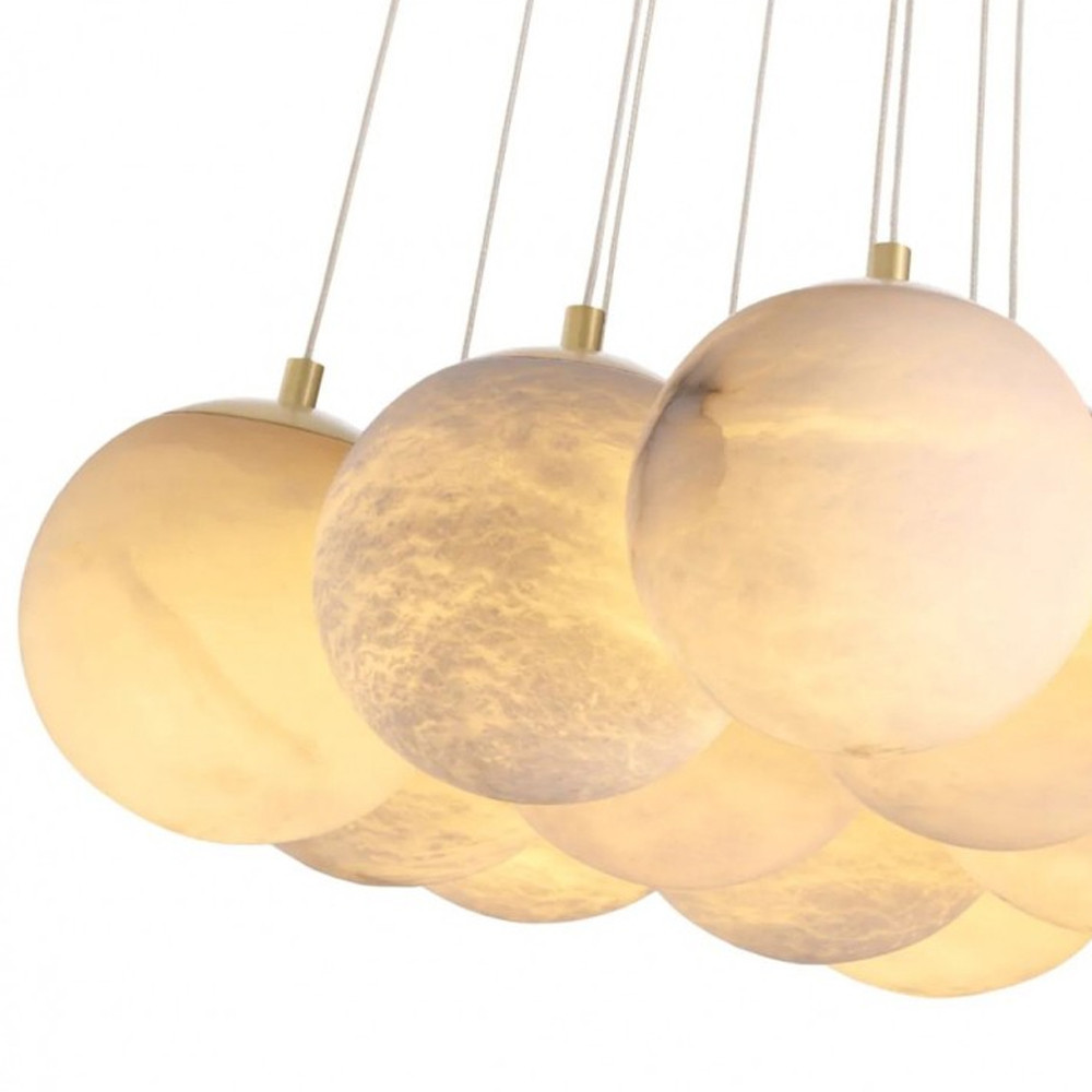 Люстра подвесная круглая с сферическими плафонами из натурального камня Glowing Spheres