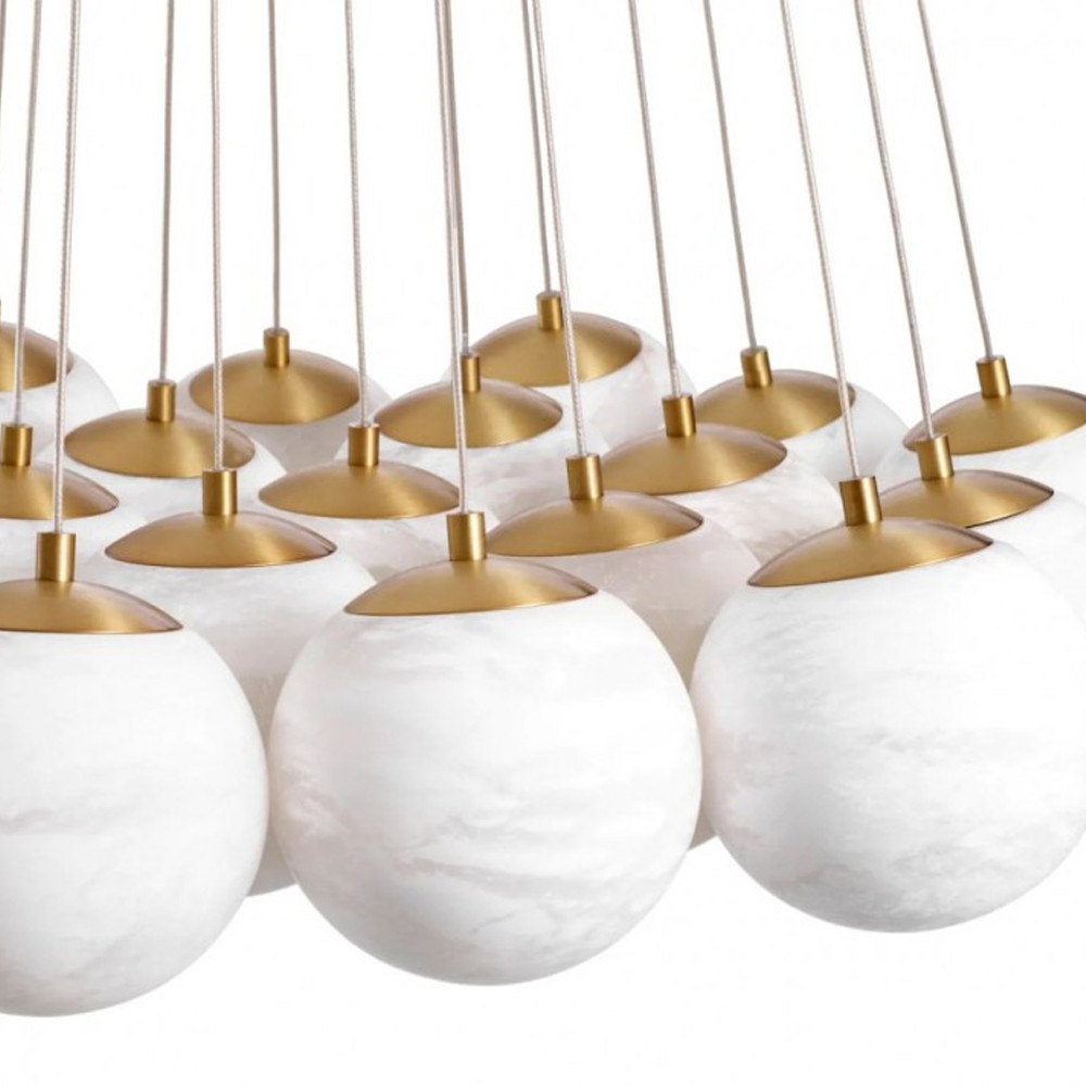 Люстра подвесная круглая с сферическими плафонами из натурального камня Glowing Spheres