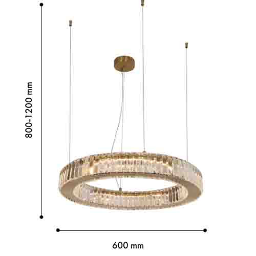 Люстра подвесная круглая светодиодная из хрусталя золотого цвета Ring Horizontal