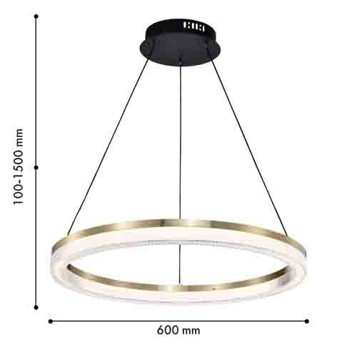 Люстра подвесная круглая светодиодная с золотым каркасом Ring Horizontal