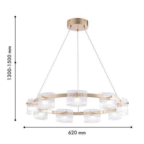 Люстра подвесная круглая со стеклянными рифлеными плафонами Andrea Сhandelier