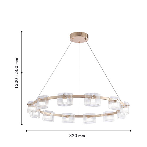 Люстра подвесная круглая со стеклянными рифлеными плафонами Andrea Сhandelier