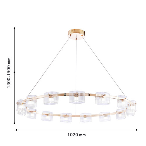 Люстра подвесная круглая со стеклянными рифлеными плафонами Andrea Сhandelier