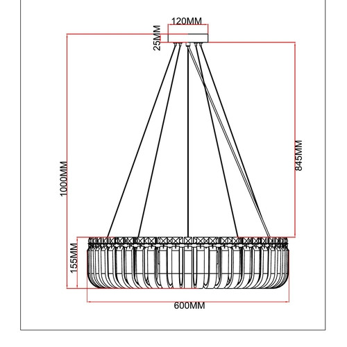 Люстра подвесная круглой формы с прозрачными хрустальными дугами Retro FROZEN GLASS
