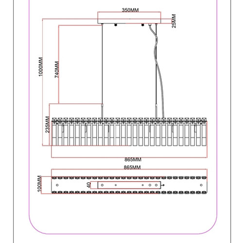 Люстра подвесная линейная с прозрачными хрустальными дугами Retro FROZEN GLASS