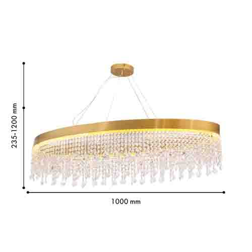 Люстра подвесная овальная с хрустальными подвесками Crystal Art