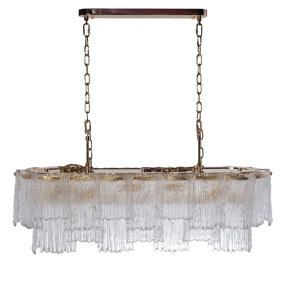 Люстра подвесная прямоугольная из рифленого стекла Fluted Glass Chandelier