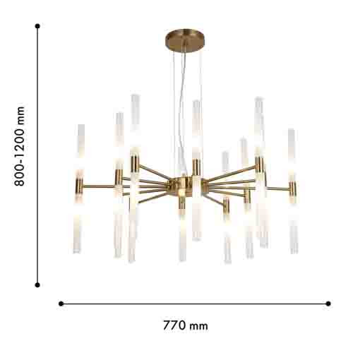 Люстра подвесная с 20-ю цилиндрическими матовыми плафонами Delta Light