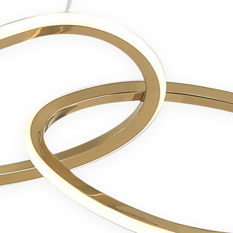 Люстра подвесная с 4-мя асимметричными кольцами золотого цвета Ring Horizontal