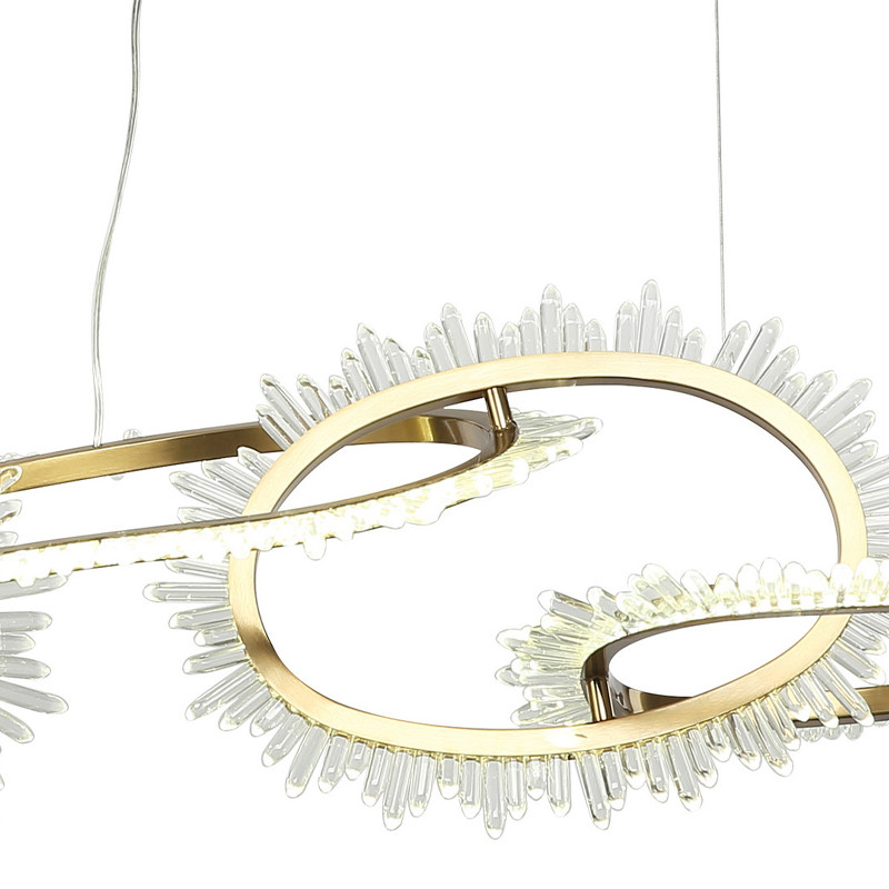 Люстра подвесная с 5-ю асимметричными кольцами и декоративными элементами в виде кристаллов Ring Horizontal