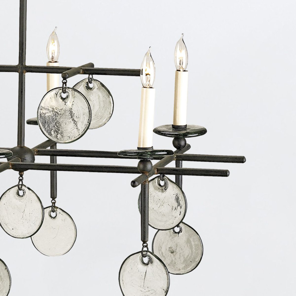 Люстра подвесная с 8-ю лампами и стеклянными круглыми подвесками Currey & Company