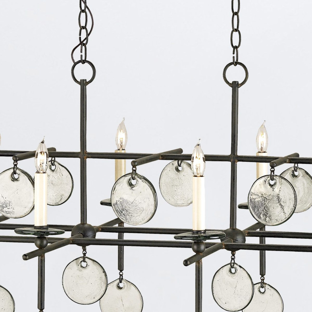 Люстра подвесная с 8-ю лампами и стеклянными круглыми подвесками Currey & Company