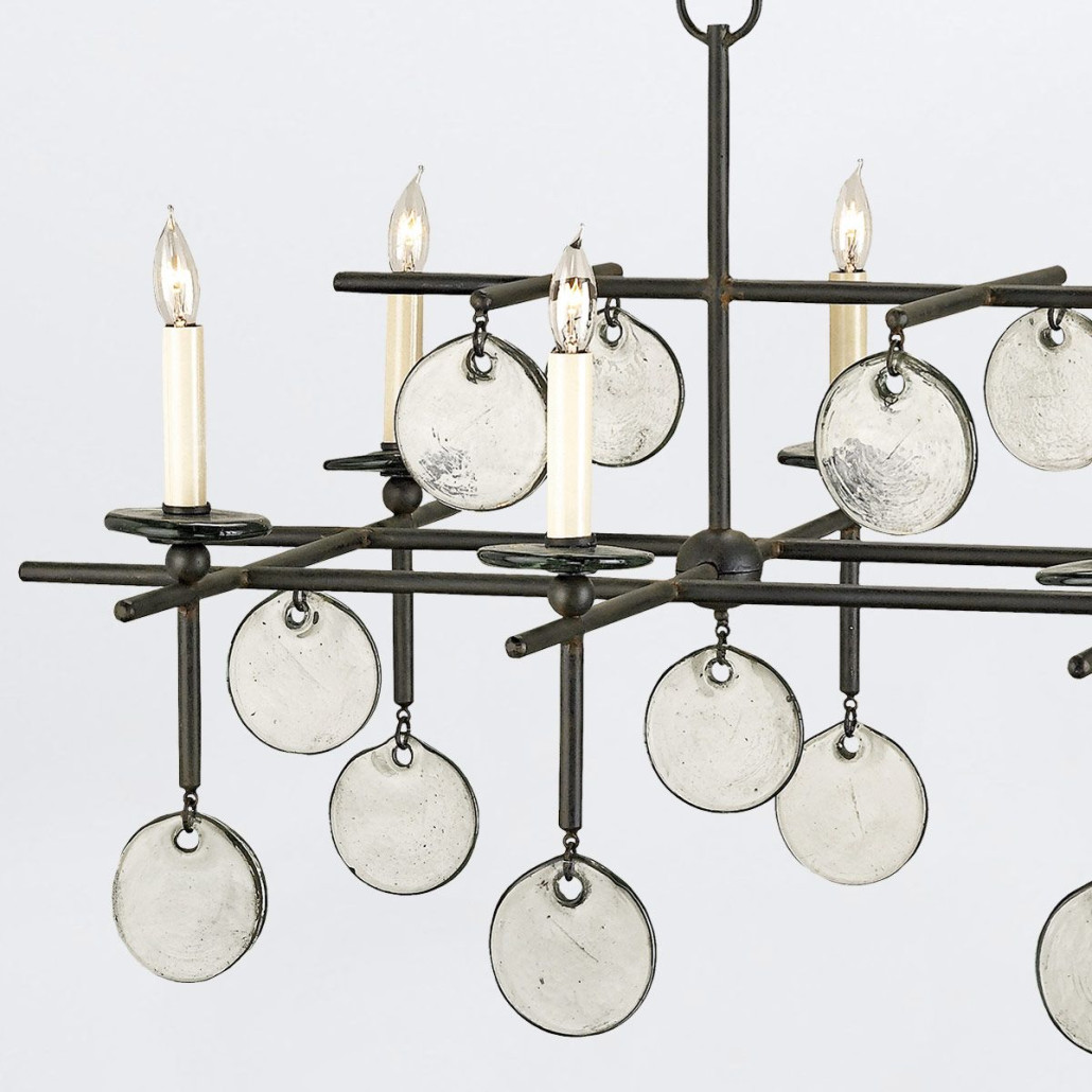 Люстра подвесная с 8-ю лампами и стеклянными круглыми подвесками Currey & Company