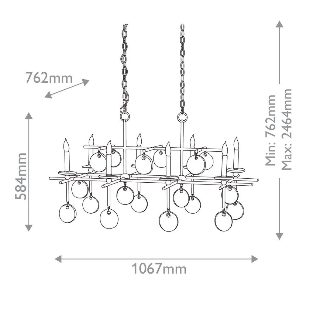 Люстра подвесная с 8-ю лампами и стеклянными круглыми подвесками Currey & Company