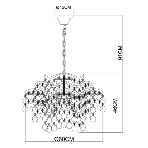 Люстра подвесная с белыми перламутровыми подвесками и изогнутыми золотистыми элементами Диаметр 60 см SHELL Chandelier