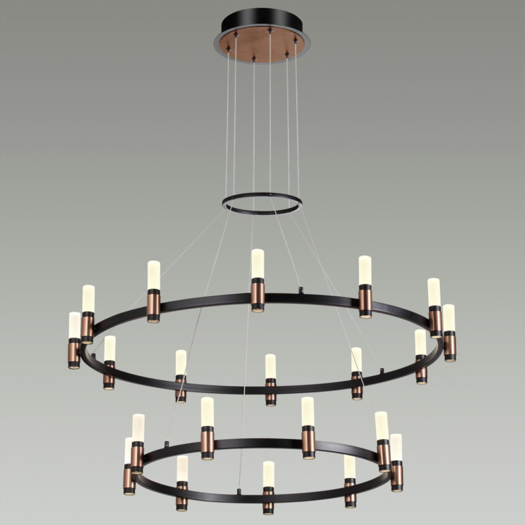 Люстра подвесная с двумя круглыми ярусами и цилиндрическими плафонами Arnaut Light