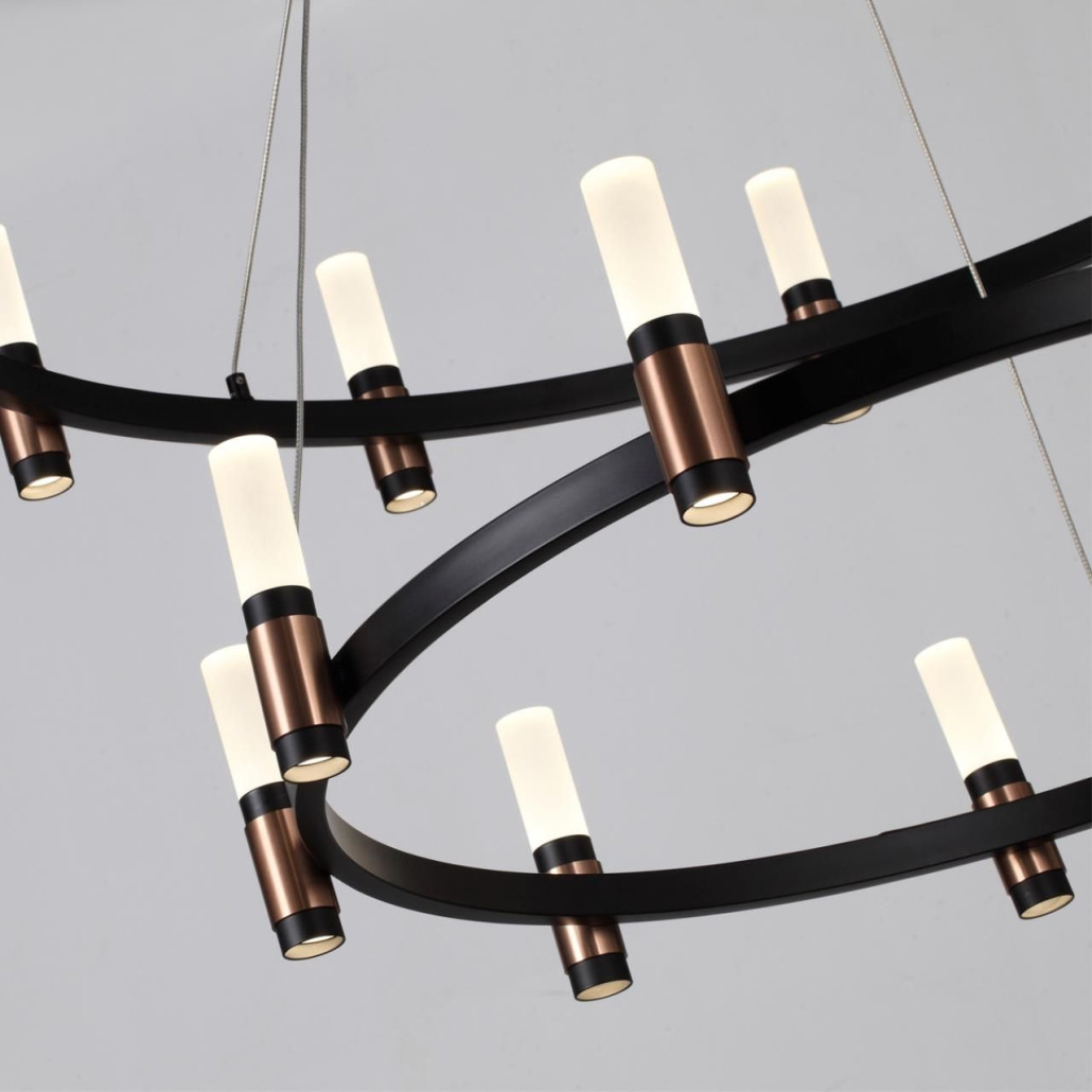 Люстра подвесная с двумя круглыми ярусами и цилиндрическими плафонами Arnaut Light