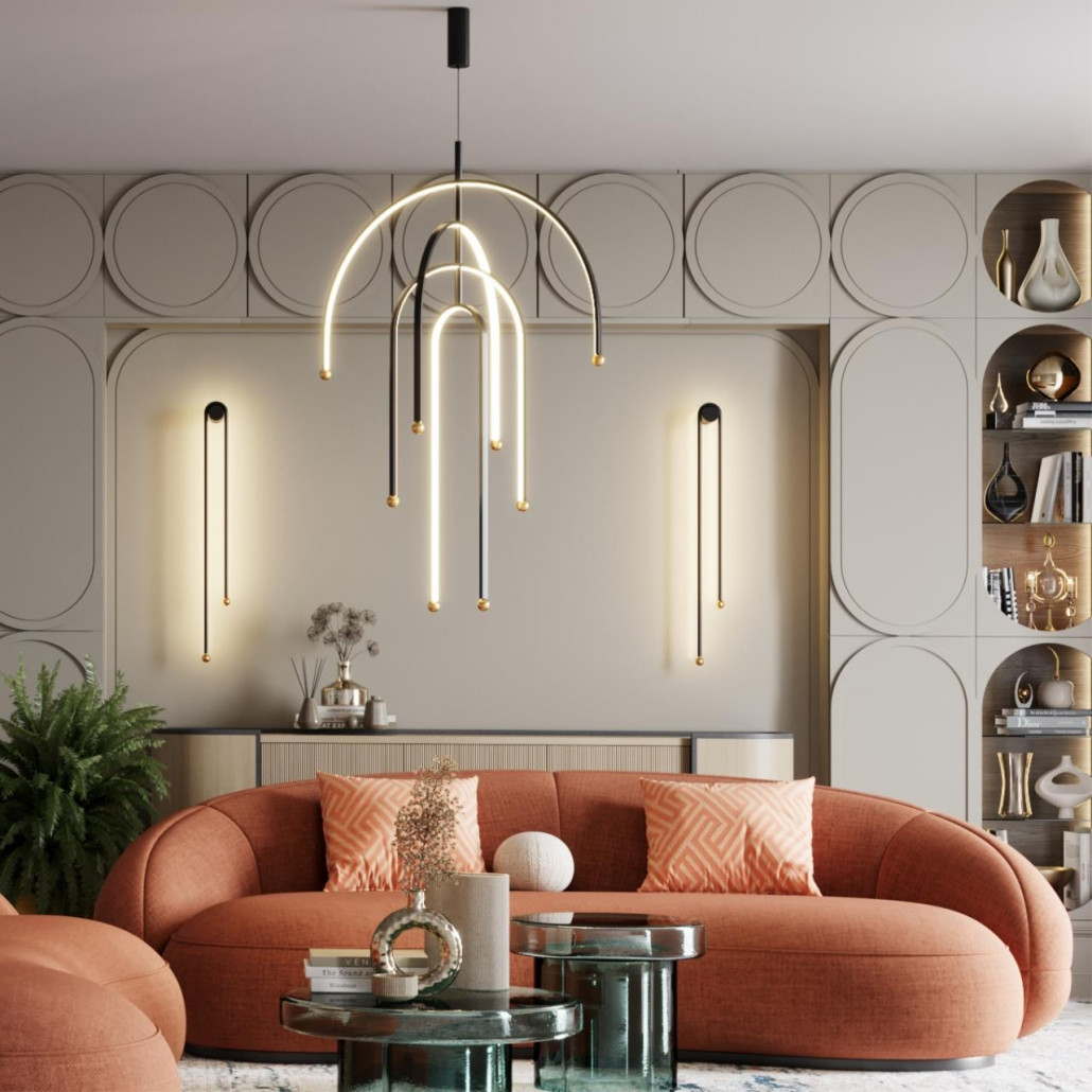 Люстра подвесная с дугообразными изогнутыми элементами Luke Lampco Tracer Lamp