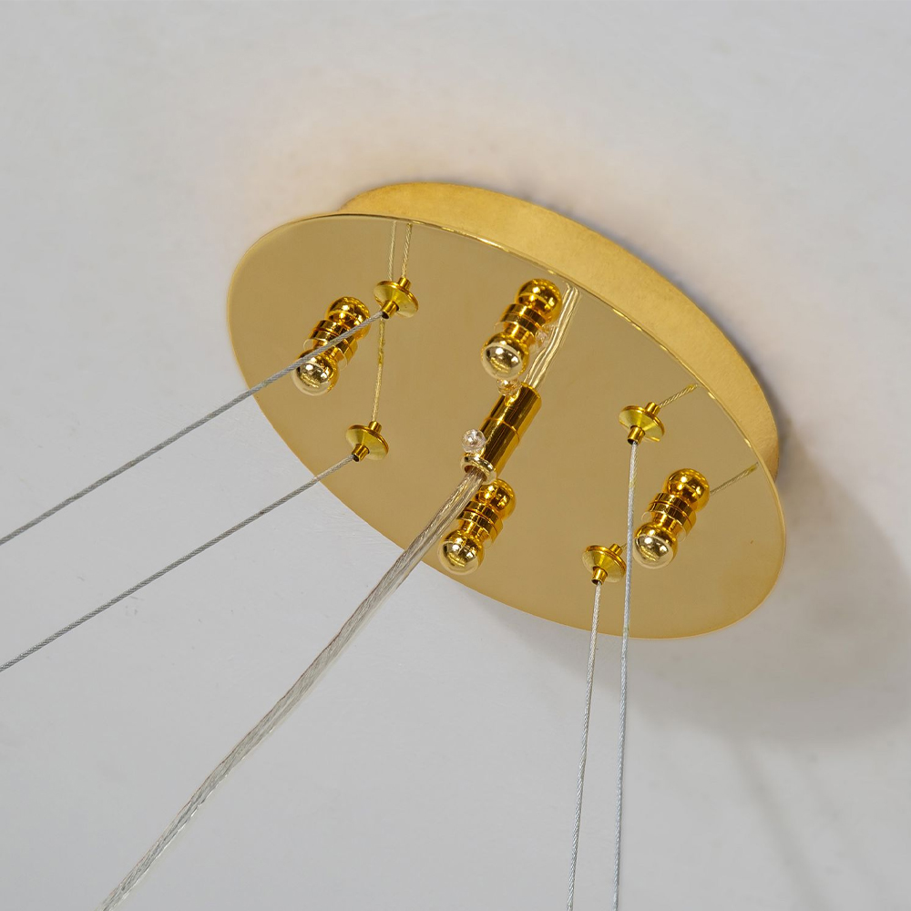 Люстра подвесная с золотистыми ветками и стеклянными подвесками в виде листьев Длина 80 см FAIRYTREE Light