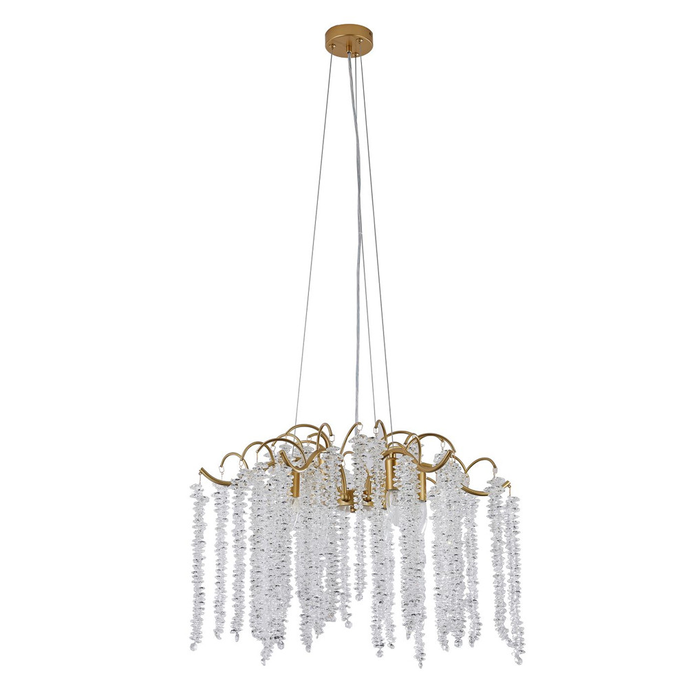 Люстра подвесная с изогнутыми золотистыми элементами и хрустальными подвесками FAIRYTREE Light