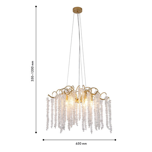 Люстра подвесная с изогнутыми золотистыми элементами и хрустальными подвесками FAIRYTREE Light
