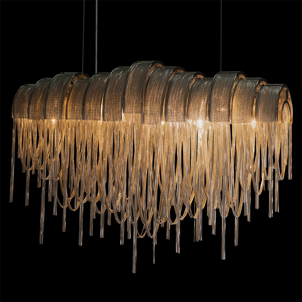 Люстра подвесная с металлическими цепочками и изогнутыми металлическими дугами 72 см Atlantis Chain