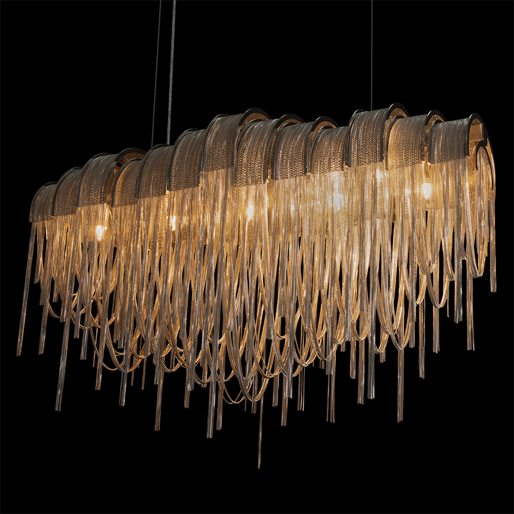 Люстра подвесная с металлическими цепочками и изогнутыми металлическими дугами 72 см Atlantis Chain