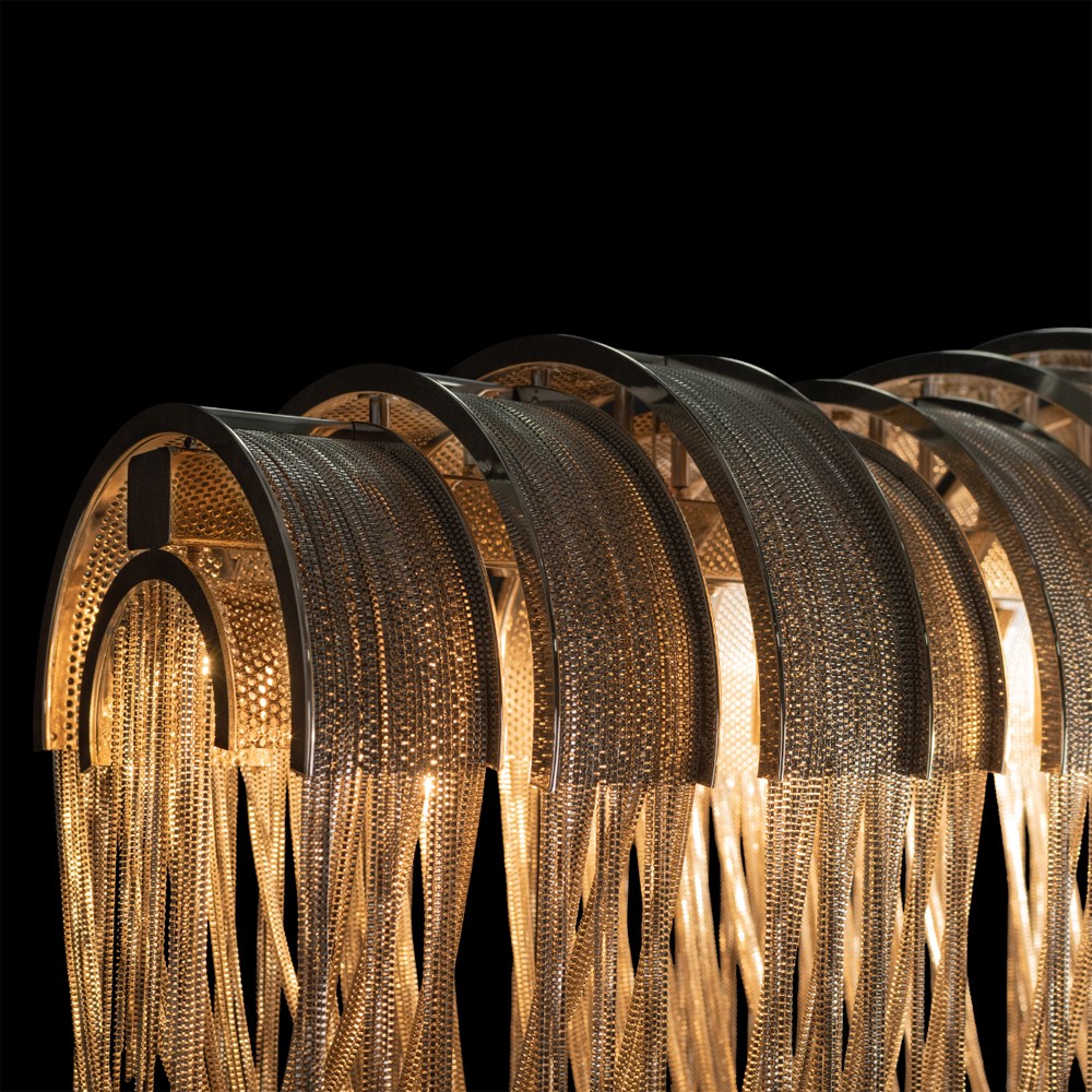 Люстра подвесная с металлическими цепочками и изогнутыми металлическими дугами 72 см Atlantis Chain