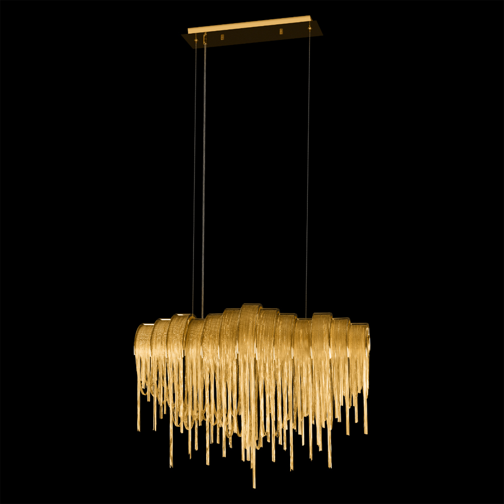 Люстра подвесная с металлическими цепочками и изогнутыми металлическими дугами 72 см Atlantis Chain