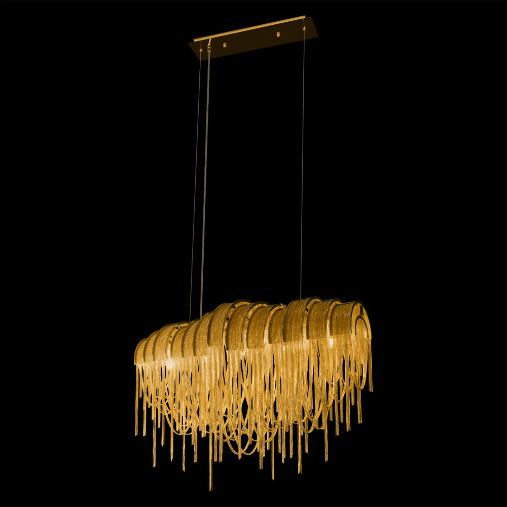 Люстра подвесная с металлическими цепочками и изогнутыми металлическими дугами 72 см Atlantis Chain