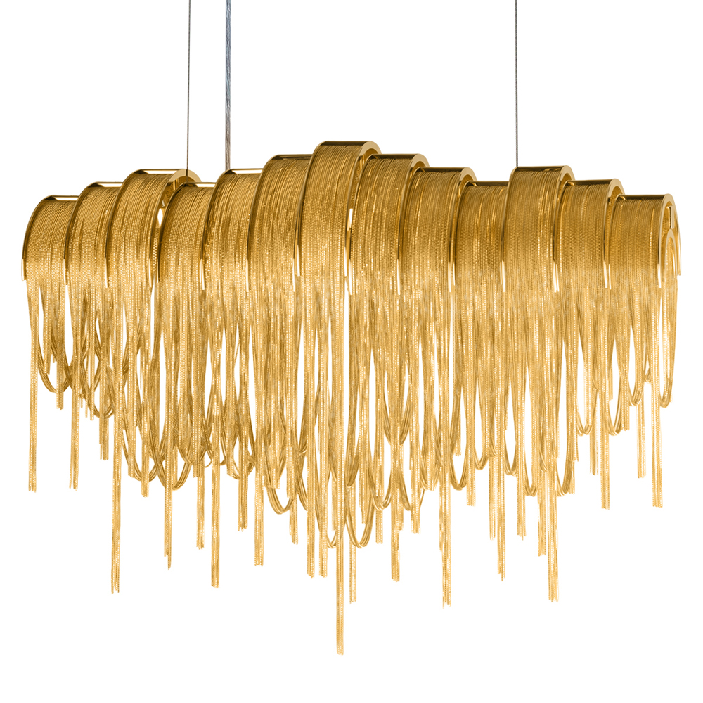 Люстра подвесная с металлическими цепочками и изогнутыми металлическими дугами 72 см Atlantis Chain