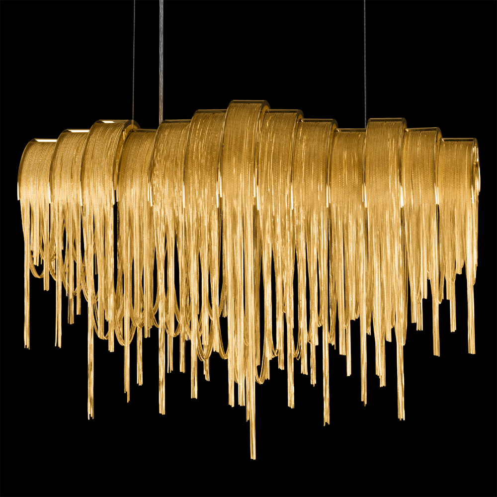 Люстра подвесная с металлическими цепочками и изогнутыми металлическими дугами 72 см Atlantis Chain