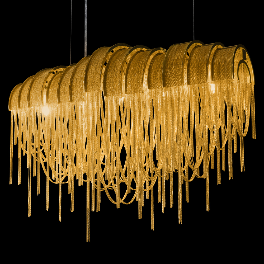 Люстра подвесная с металлическими цепочками и изогнутыми металлическими дугами 72 см Atlantis Chain