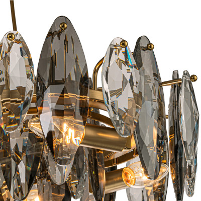 Люстра подвесная с овальными подвесками из стекла дымчатого цвета Harlow Crystal Round