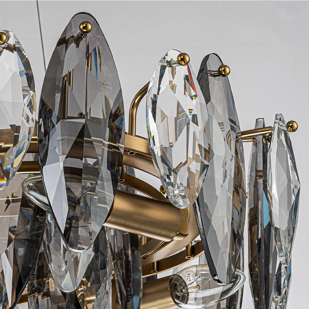 Люстра подвесная с овальными подвесками из стекла дымчатого цвета Harlow Crystal Round